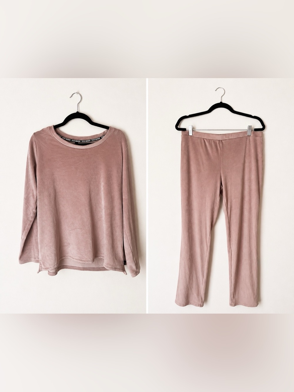 Steve Madden Velour Lounge Set XL Blush Pink 2 Piece Pajama Set Soft Cozy